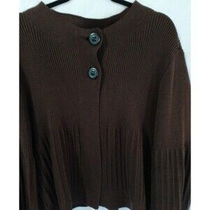Crystal Kobe Chocolate Cardigan 2 Front Button/ Pleated Womens XXL 100% Cotton